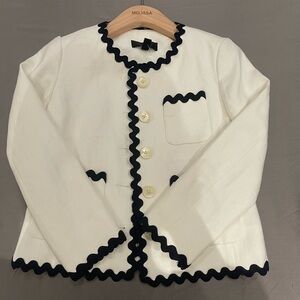 J. Crew Ivory Jacket with Navy Accents